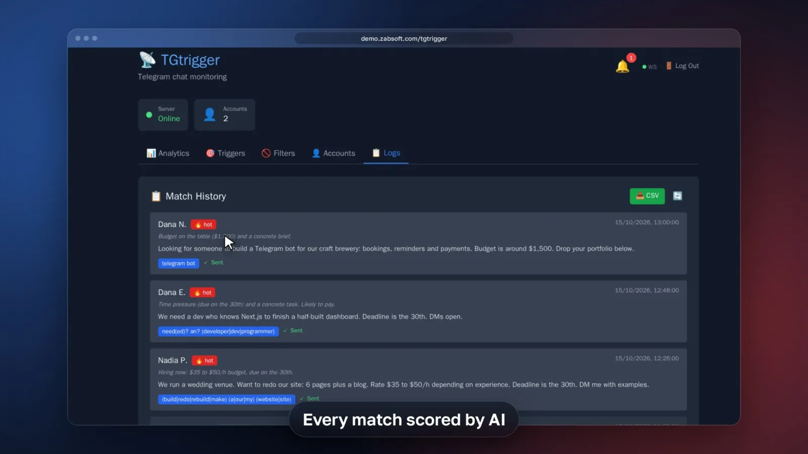 TGtrigger: video